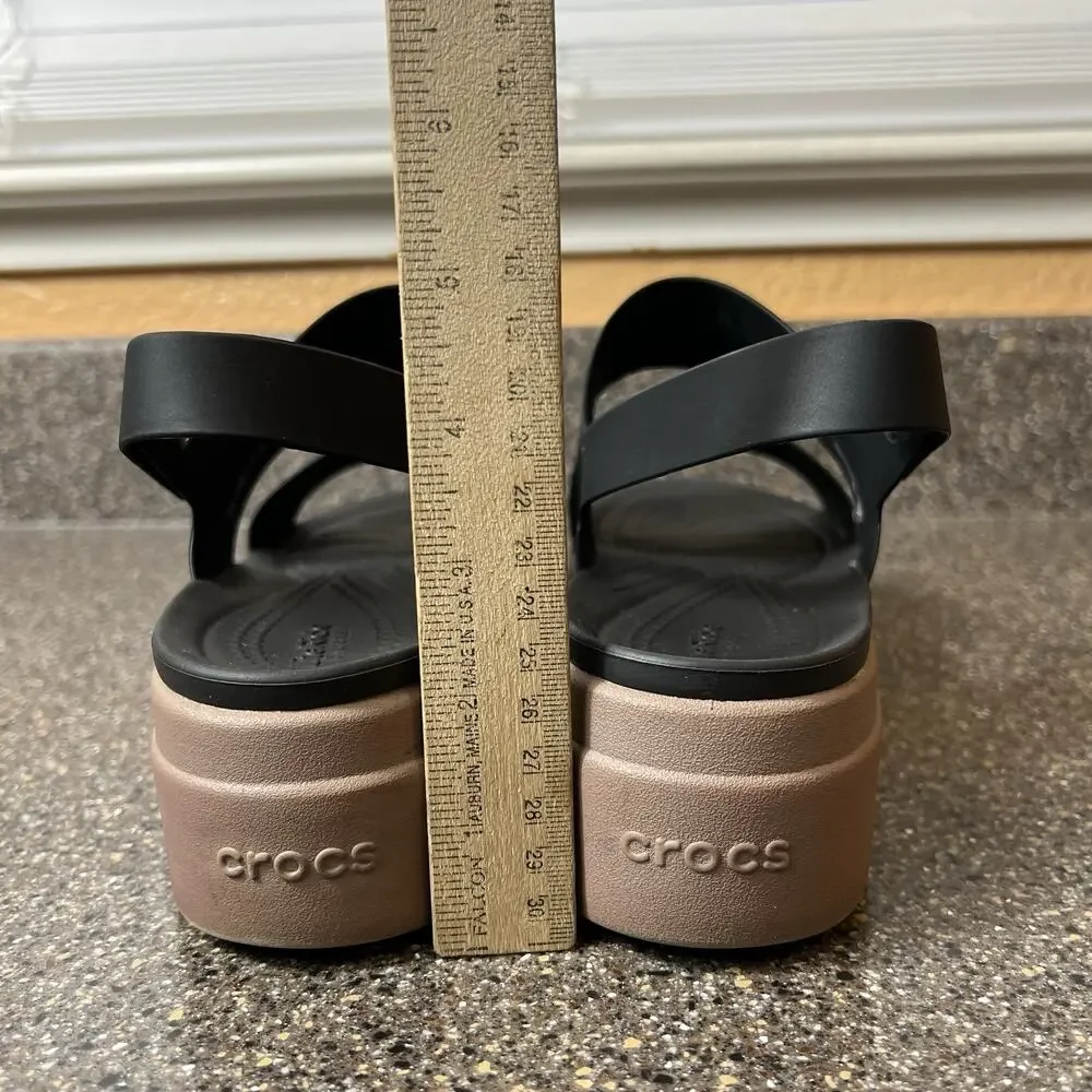 Crocs LiteRide Platform Sandal Women 10 Black Comfort Casual Sling Back Open Toe